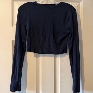 GAP Navy “Modern” Long Sleeve Crop Top - Small